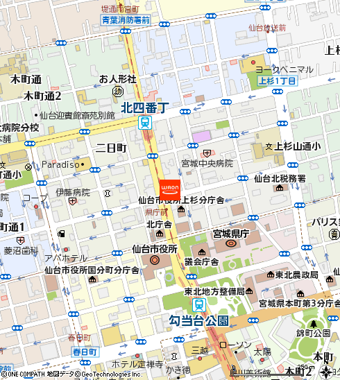 イオンエクスプレス仙台上杉店付近の地図
